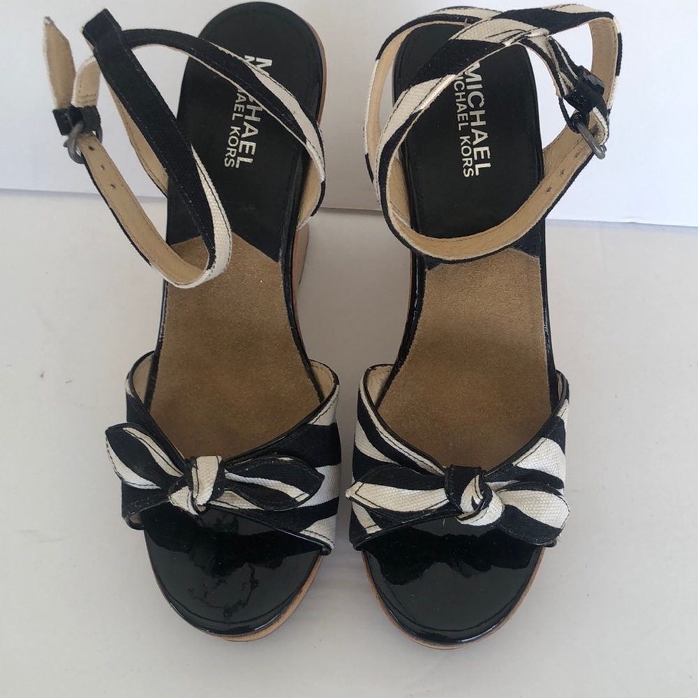 NOT FOR SALE Michael kors leather black&white zebra print wedges